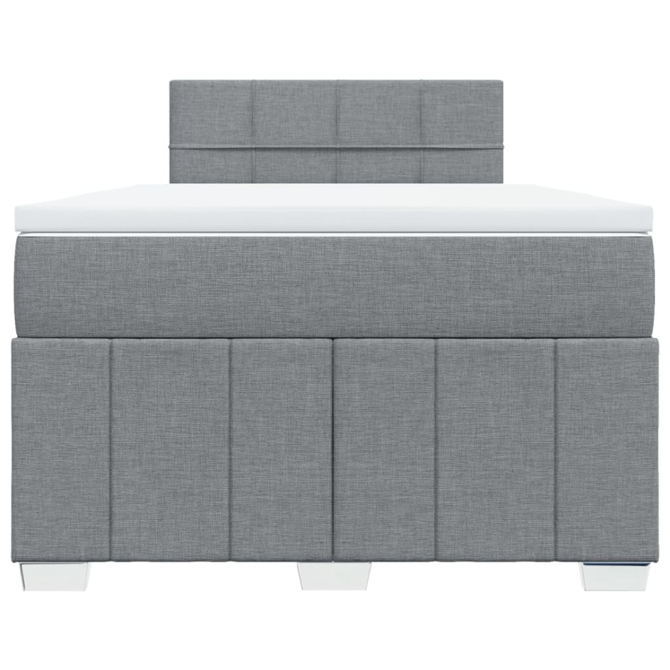 Cama box spring con colchón tela gris claro 120x200