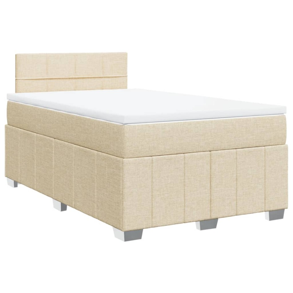 Cama box spring con colchón tela color crema 120x200