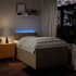 Cama box spring con colchón tela color crema 120x200