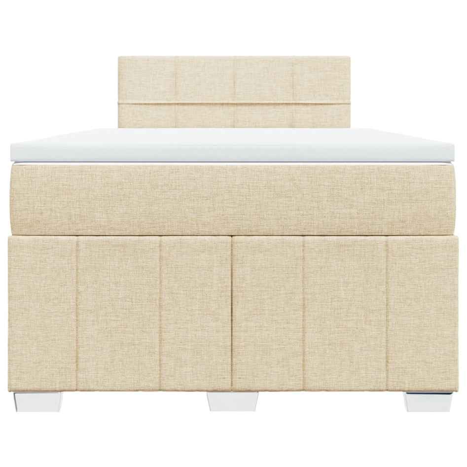 Cama box spring con colchón tela color crema 120x200