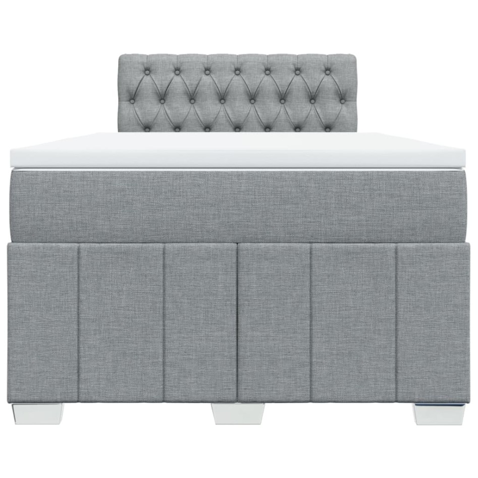 Cama box spring con colchón tela gris claro 120x200