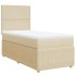 Cama box spring con colchón tela color crema 80x200