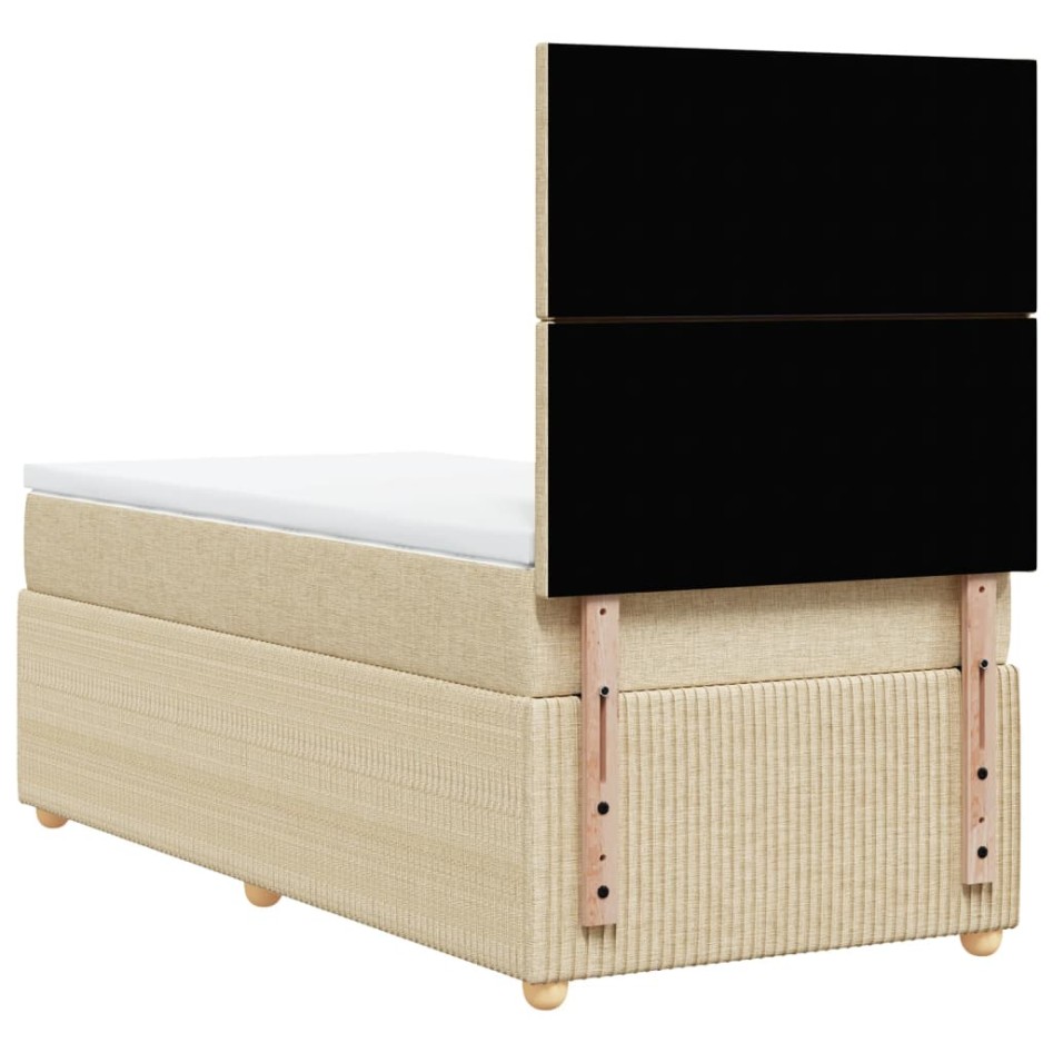 Cama box spring con colchón tela color crema 80x200