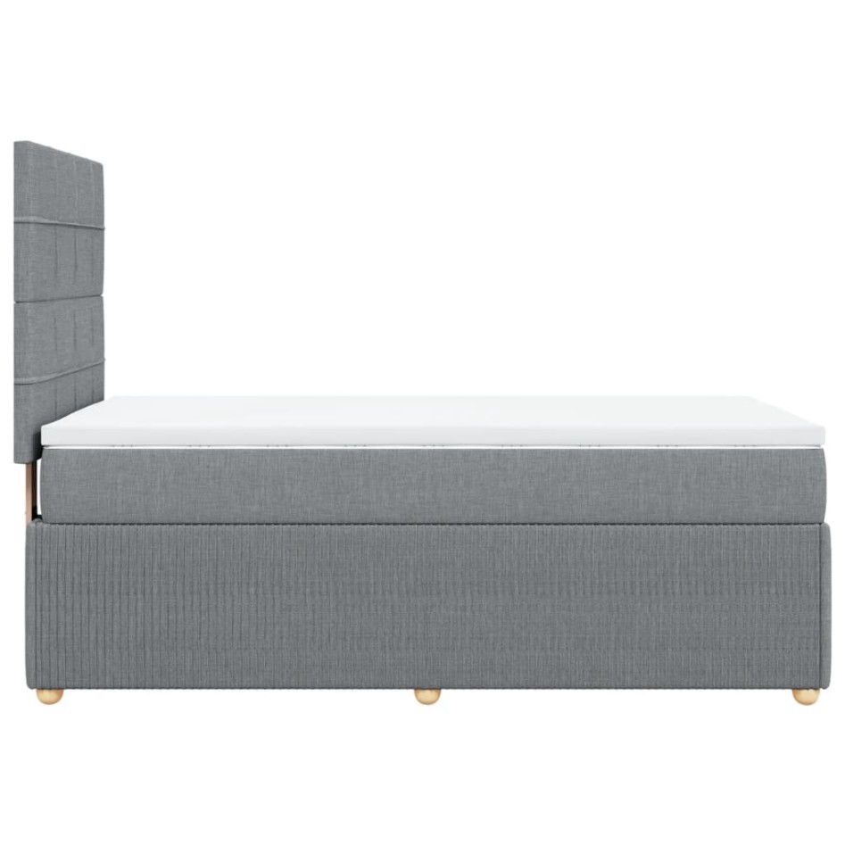 Cama box spring con colchón tela gris claro 80x200