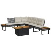 Set sofás jardín y cojines 2 pzas ratán sintético acacia negro