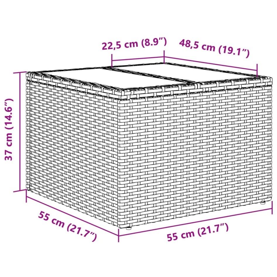 Set de sofás jardín 2 pzas con cojines ratán PE y vidrio