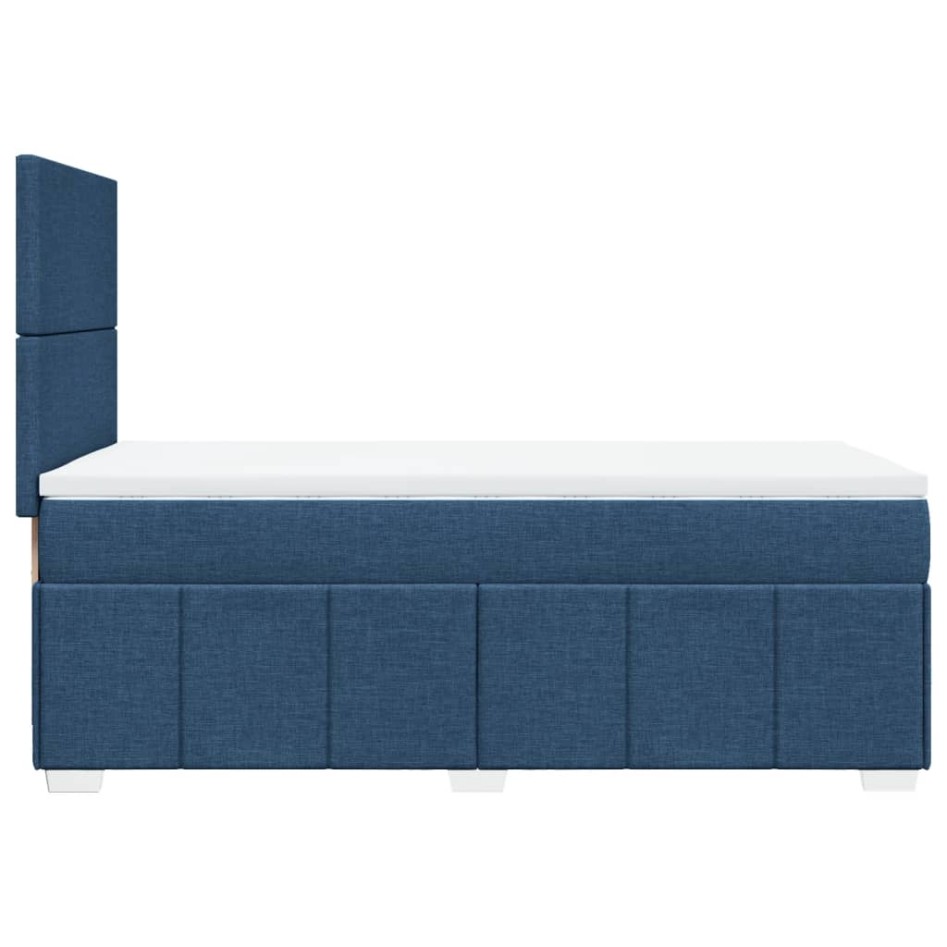 Cama box spring con colchón tela azul 100x200