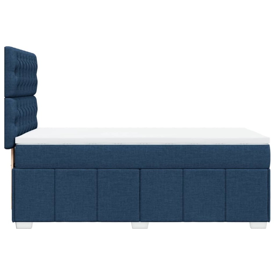 Cama box spring con colchón tela azul 100x200