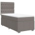 Cama box spring con colchón tela gris taupe 100x200