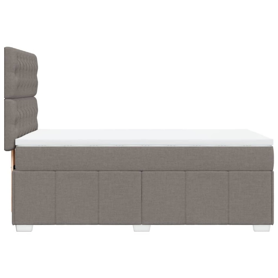 Cama box spring con colchón tela gris taupe 100x200