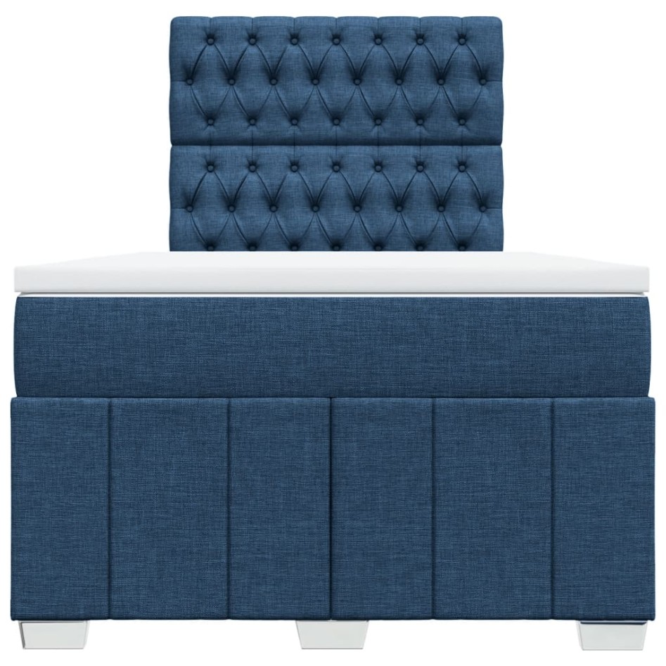 Cama box spring con colchón tela azul 120x190