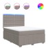 Cama box spring con colchón tela gris taupe 140x190