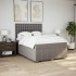 Cama box spring con colchón tela gris taupe 140x190