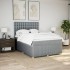 Cama box spring con colchón tela gris claro 140x190