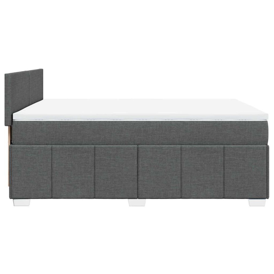 Cama box spring con colchón tela gris oscuro 140x190