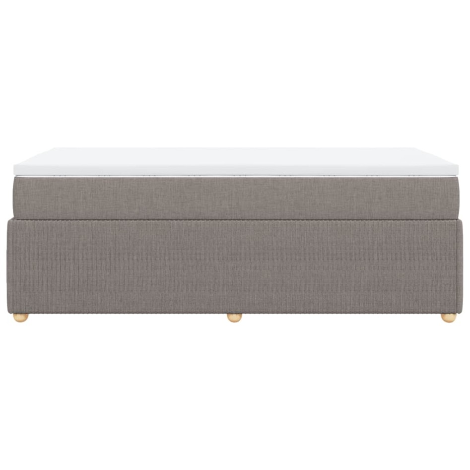 Cama box spring con colchón tela gris taupe 80x200