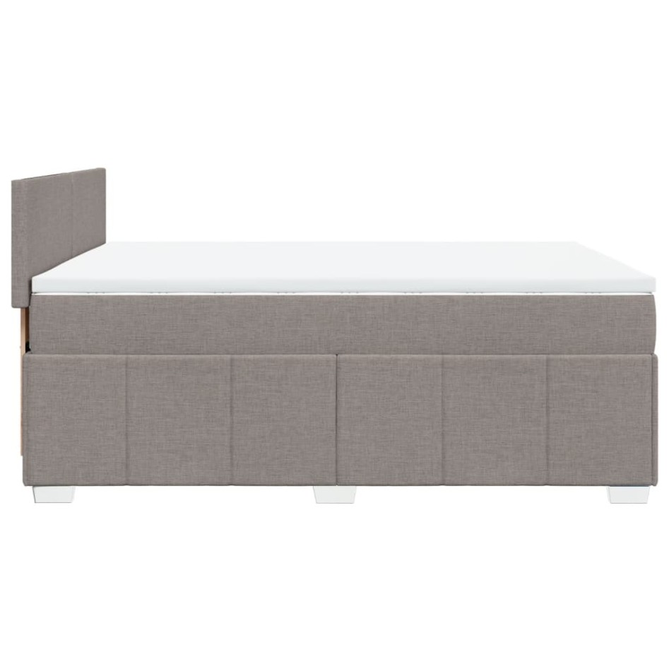 Cama box spring con colchón tela gris taupe 140x200