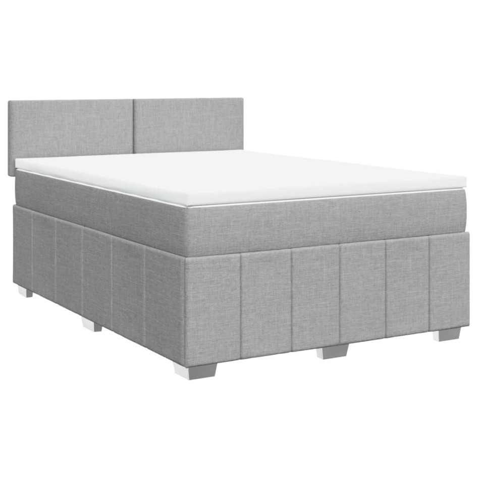 Cama box spring con colchón tela gris claro 160x200