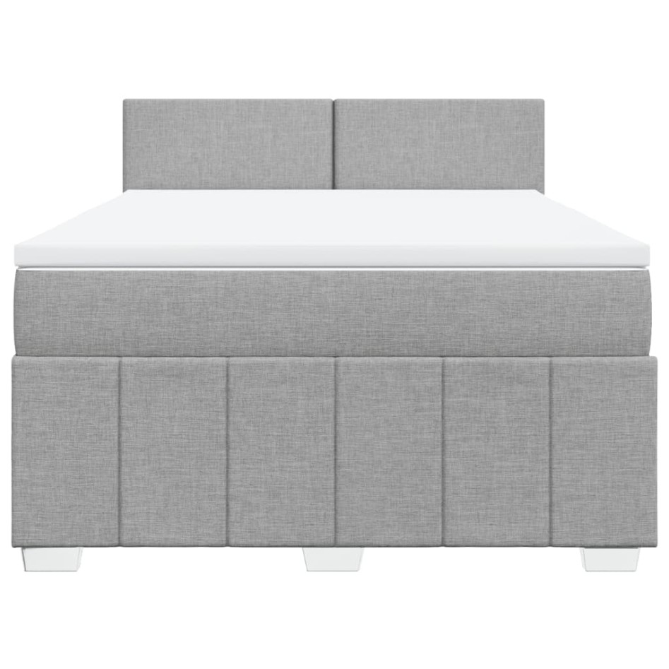 Cama box spring con colchón tela gris claro 160x200
