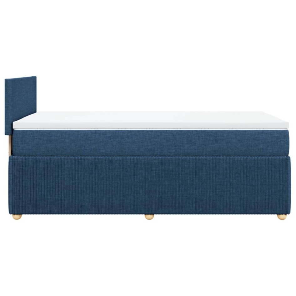 Cama box spring con colchón tela azul 80x200
