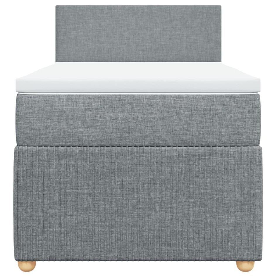 Cama box spring con colchón tela gris claro 90x200