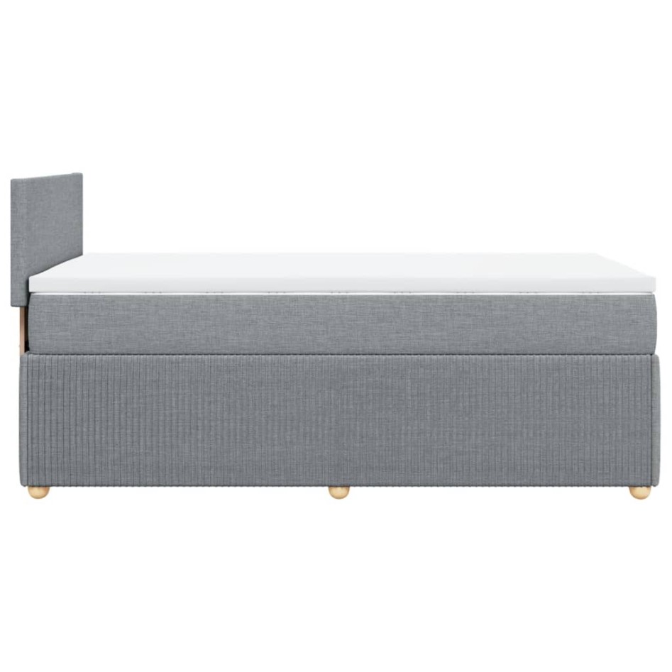 Cama box spring con colchón tela gris claro 90x200