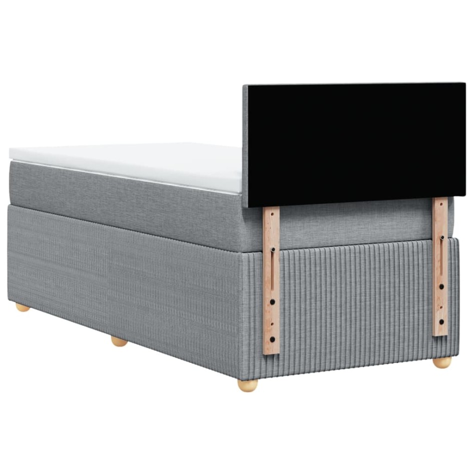 Cama box spring con colchón tela gris claro 90x200