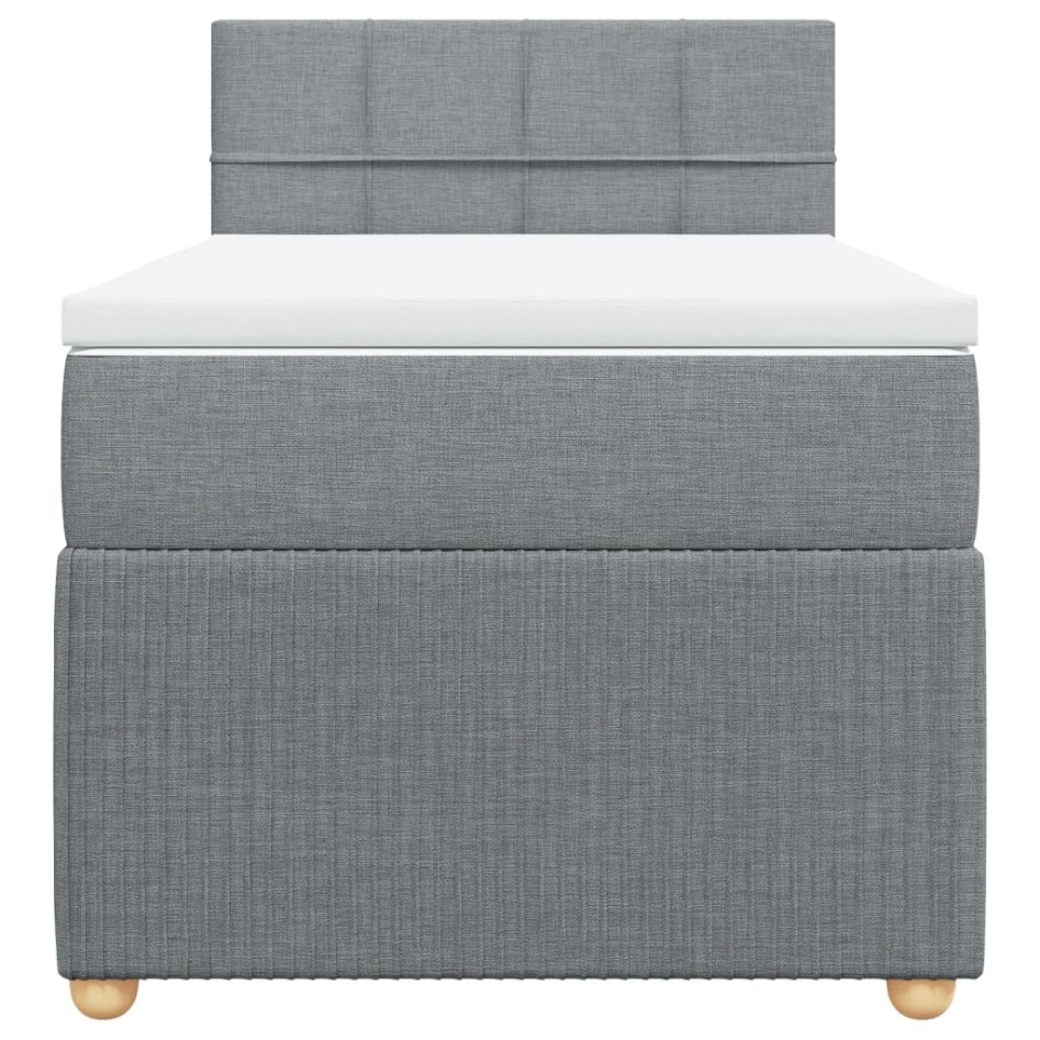 Cama box spring con colchón tela gris claro 90x200