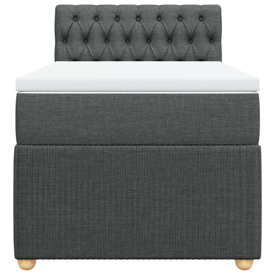 Cama box spring con colchón tela gris oscuro 90x200