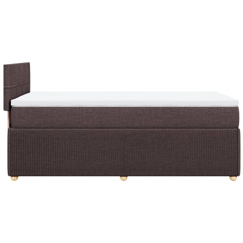 Cama box spring con colchón tela marrón oscuro 100x200