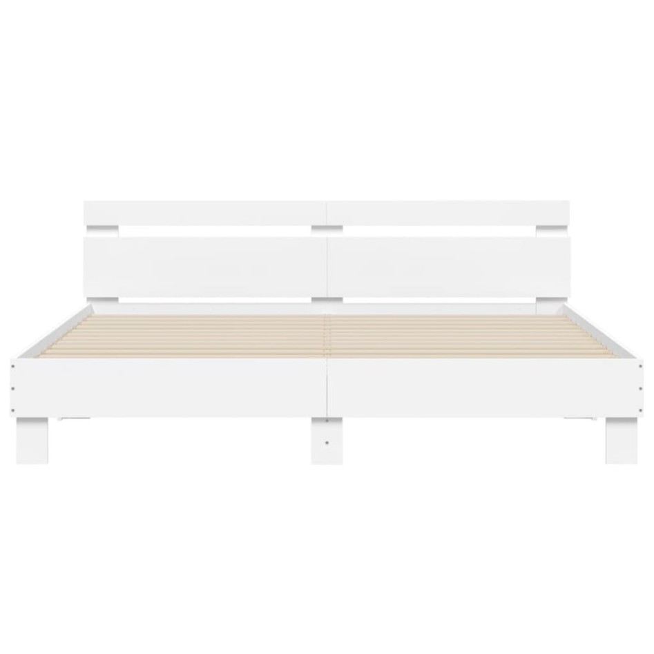 Estructura de cama cabecero y luces LED blanca 160x200