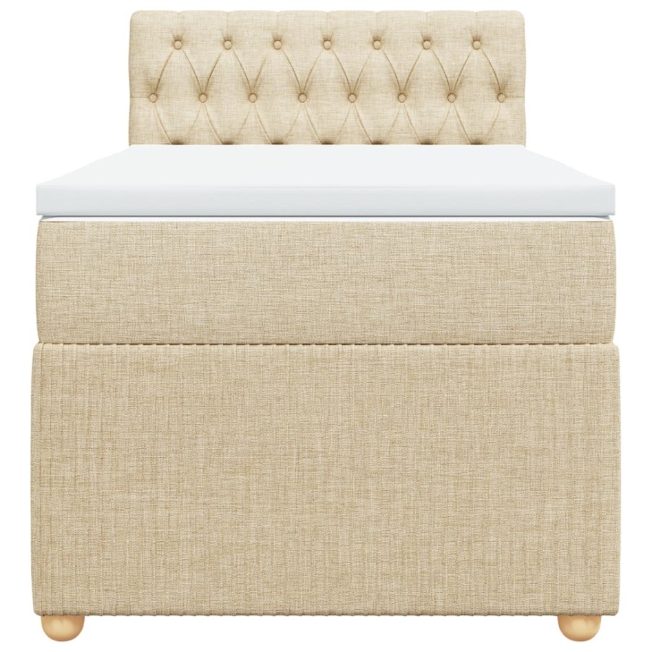 Cama box spring con colchón tela color crema 100x200