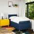 Cama box spring con colchón tela azul 100x200