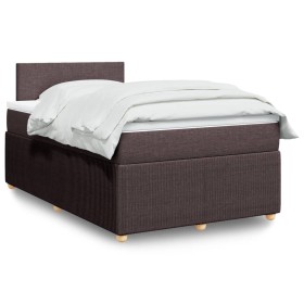 Cama box spring con colchón tela marrón oscuro 120x190