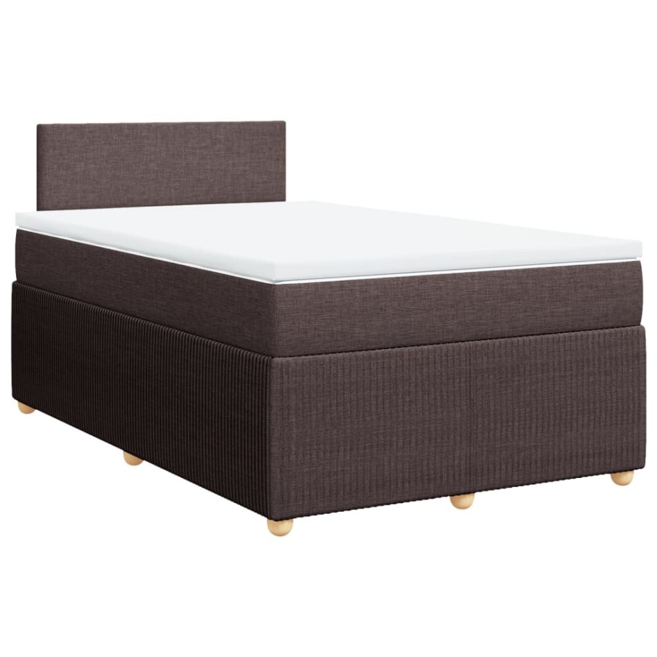 Cama box spring con colchón tela marrón oscuro 120x190