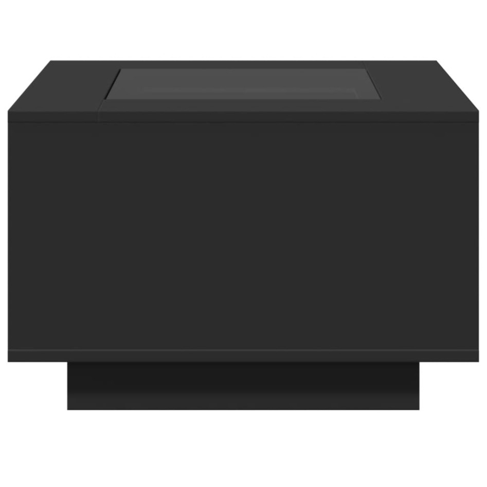 Mesa de centro con luz LED madera ingeniería negra 60x60x40