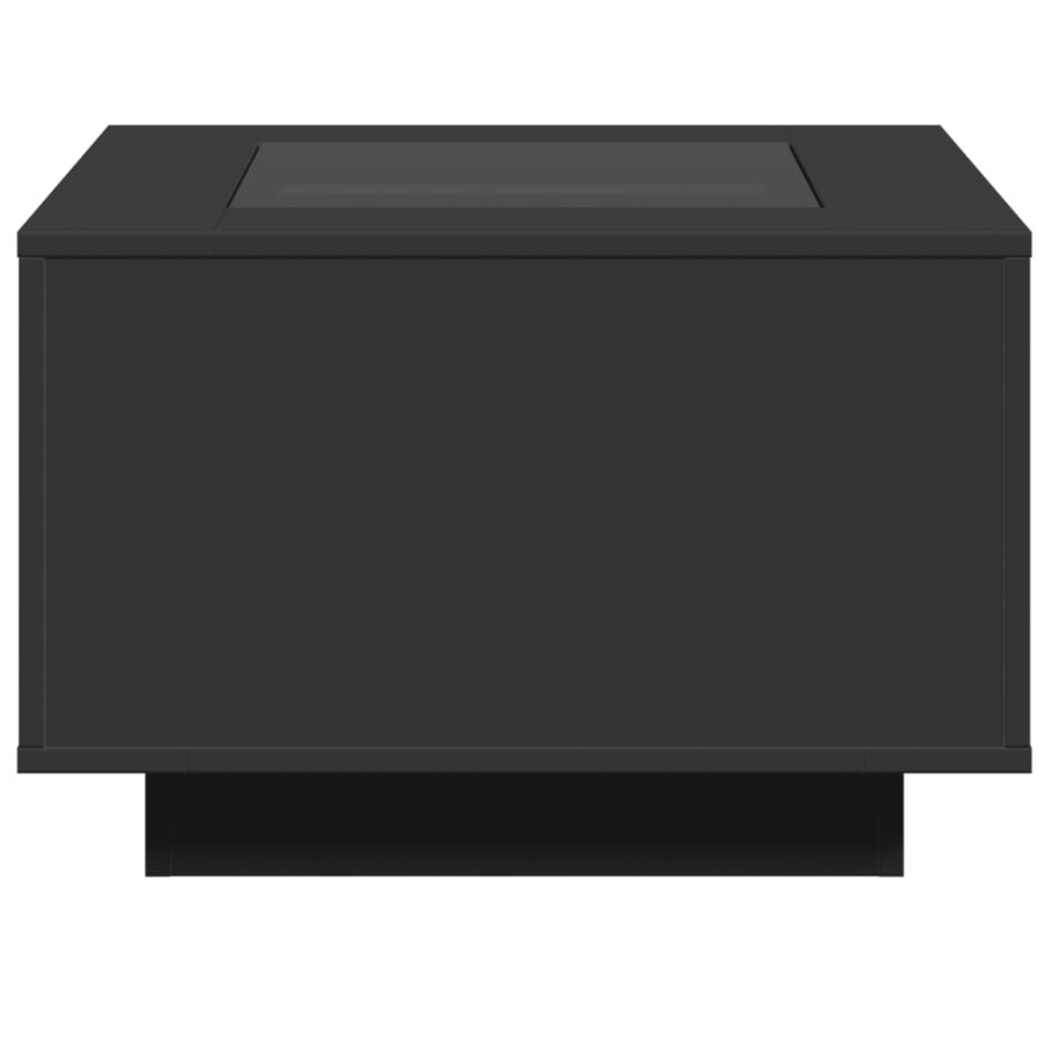 Mesa de centro con luz LED madera ingeniería negra 60x60x40