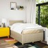 Cama box spring con colchón tela color crema 120x190