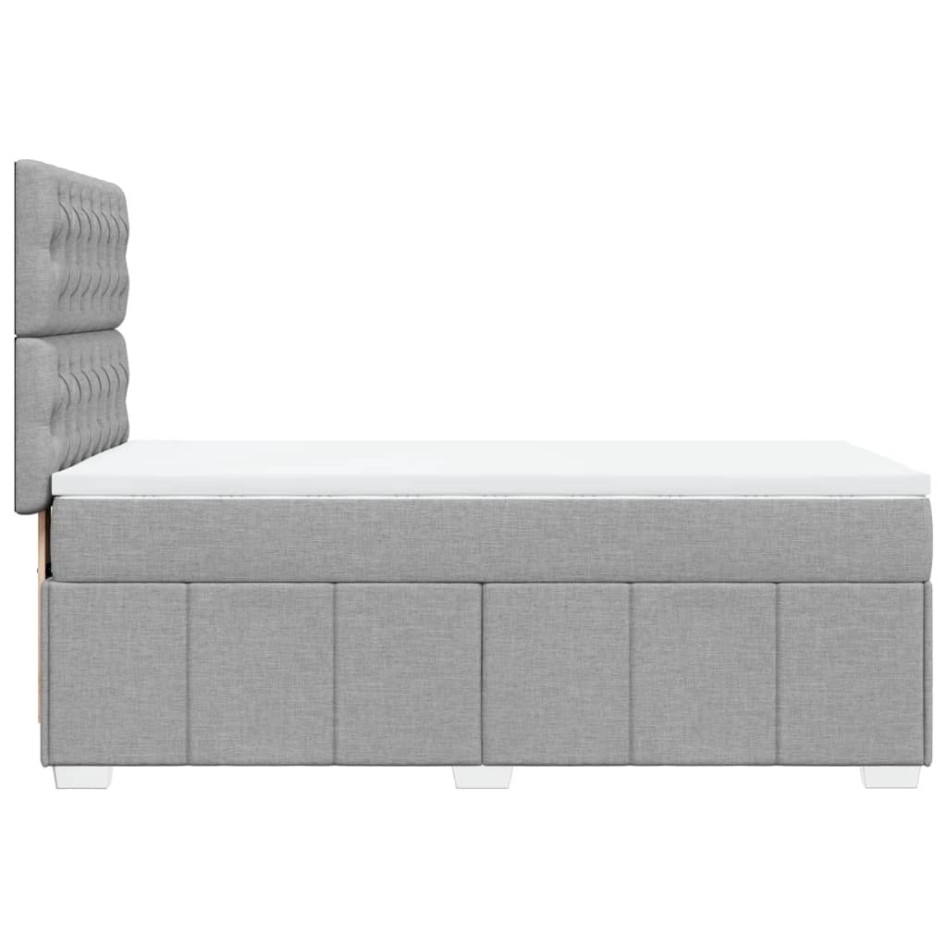 Cama box spring con colchón tela gris claro 100x200