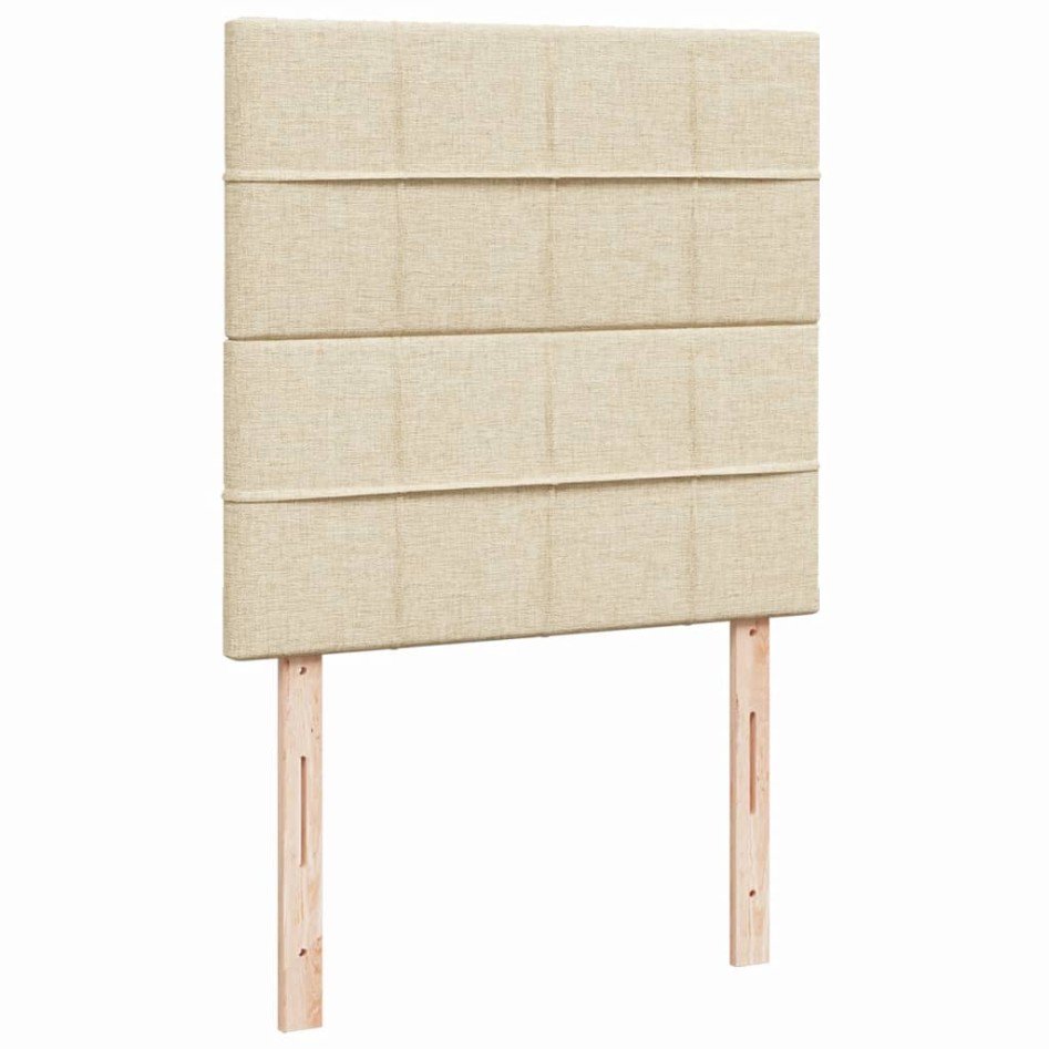 Cama box spring con colchón tela color crema 80x200