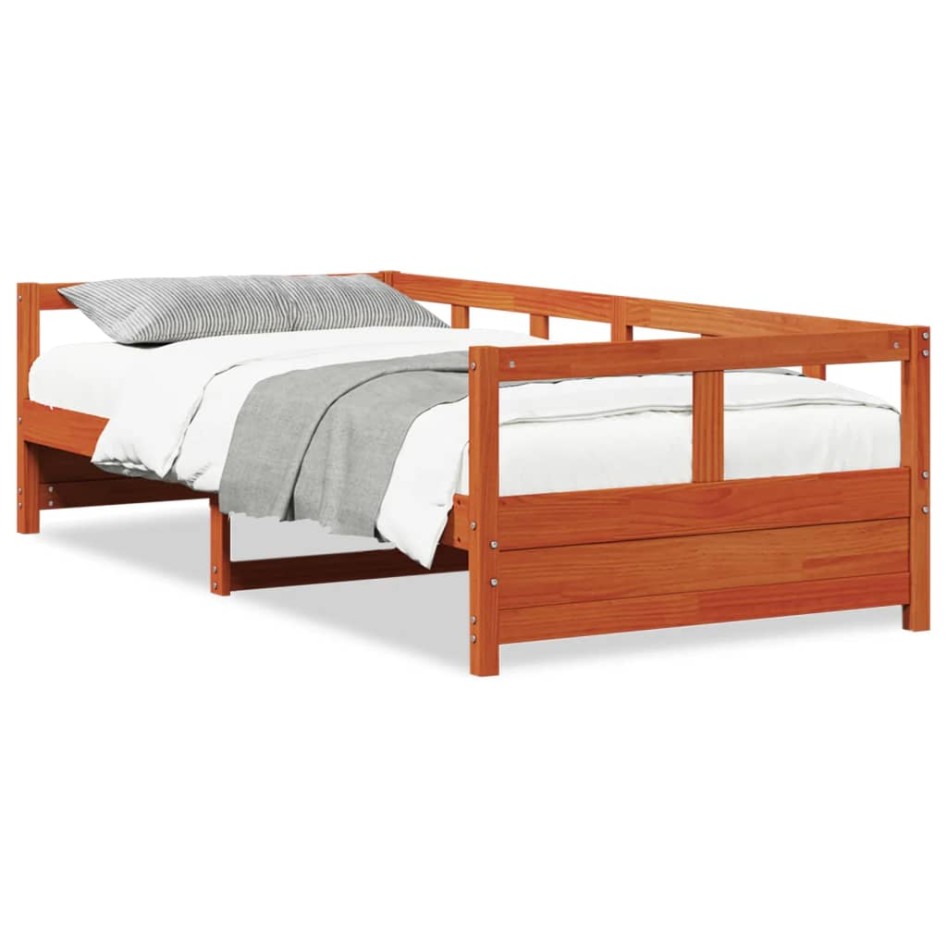 Sofá cama sin colchón madera maciza pino marrón cera 80x200