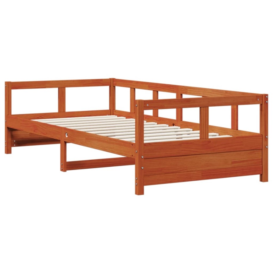 Sofá cama sin colchón madera maciza pino marrón cera 80x200