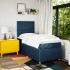 Cama box spring con colchón tela azul 90x200