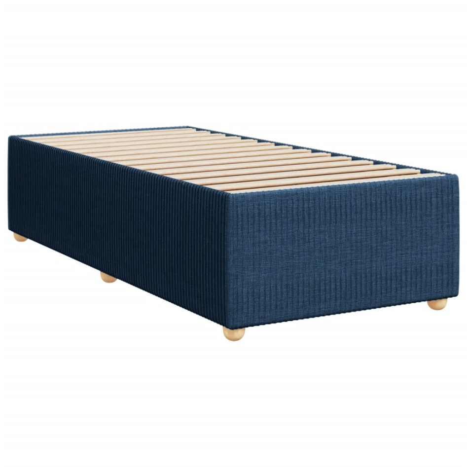 Cama box spring con colchón tela azul 90x200