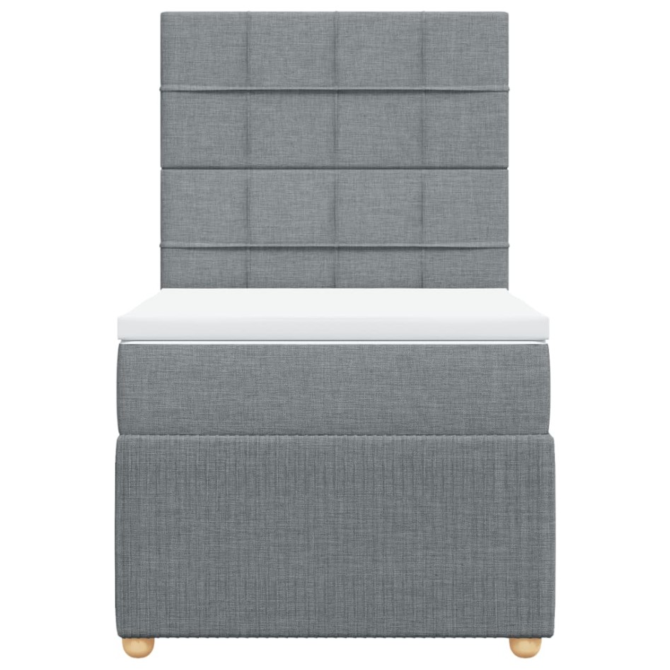 Cama box spring con colchón tela gris claro 100x200