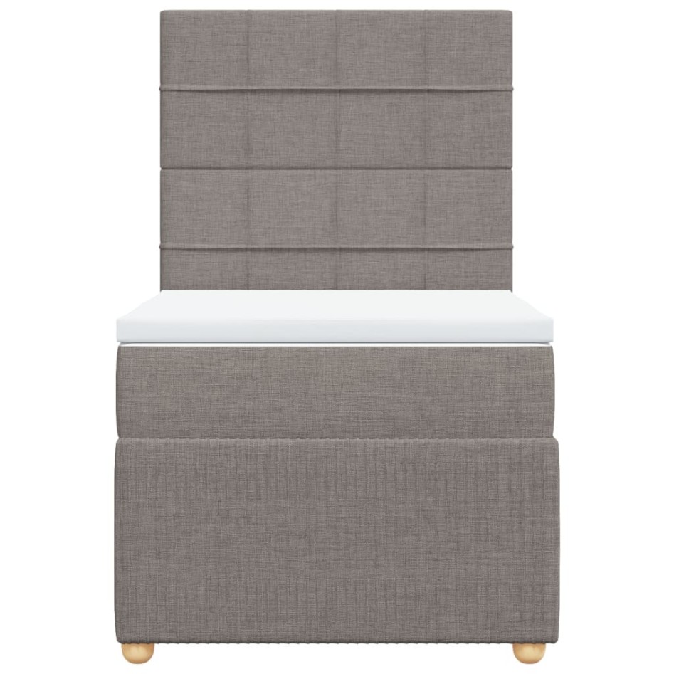 Cama box spring con colchón tela gris taupe 100x200