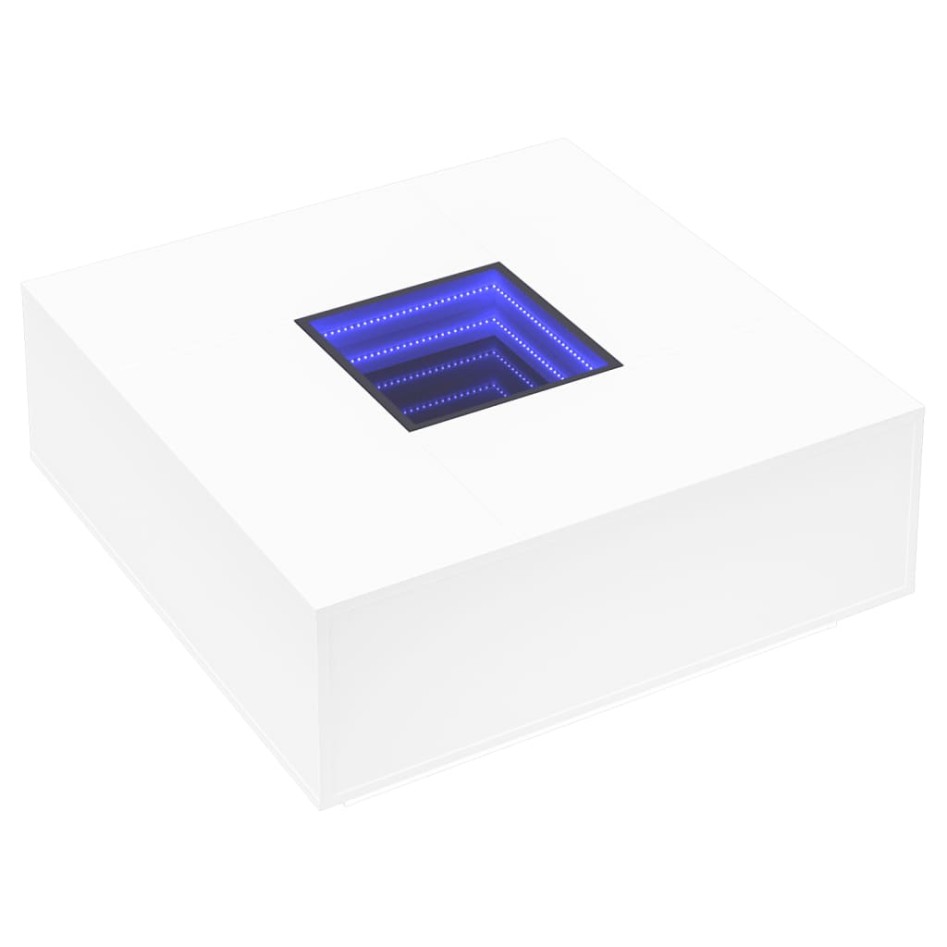Mesa de centro con LED Infinity blanca 100x100x40