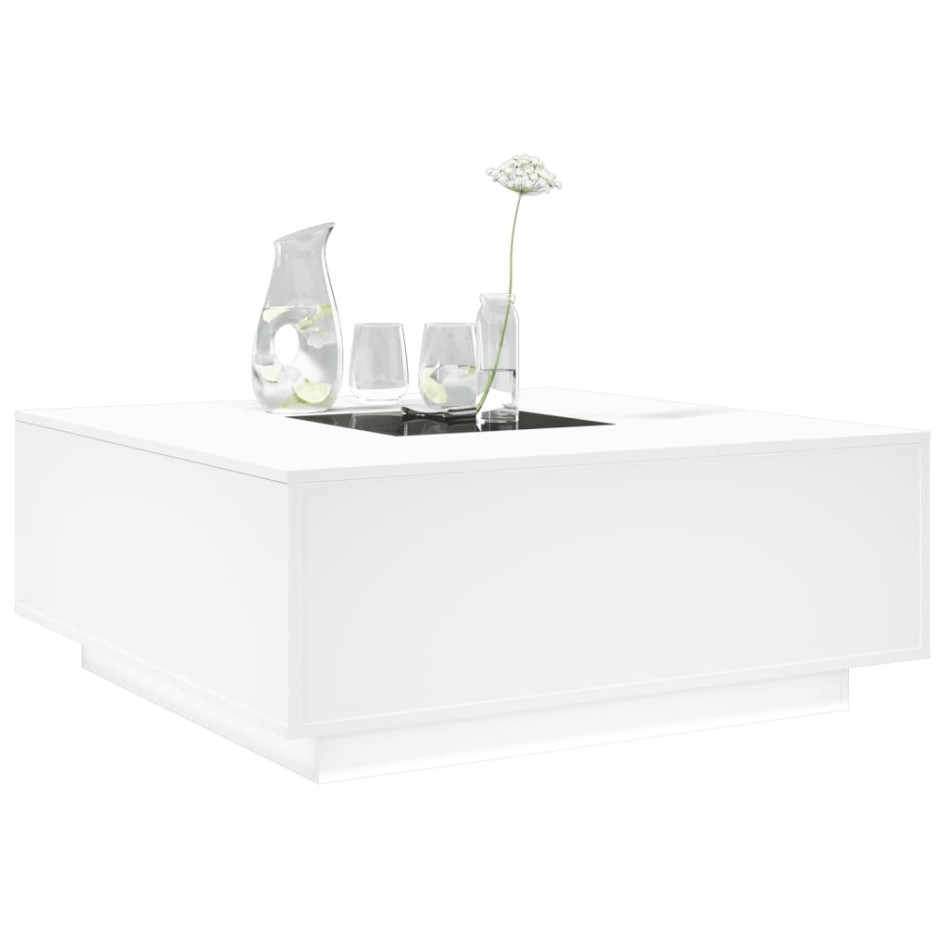 Mesa de centro con LED Infinity blanca 100x100x40