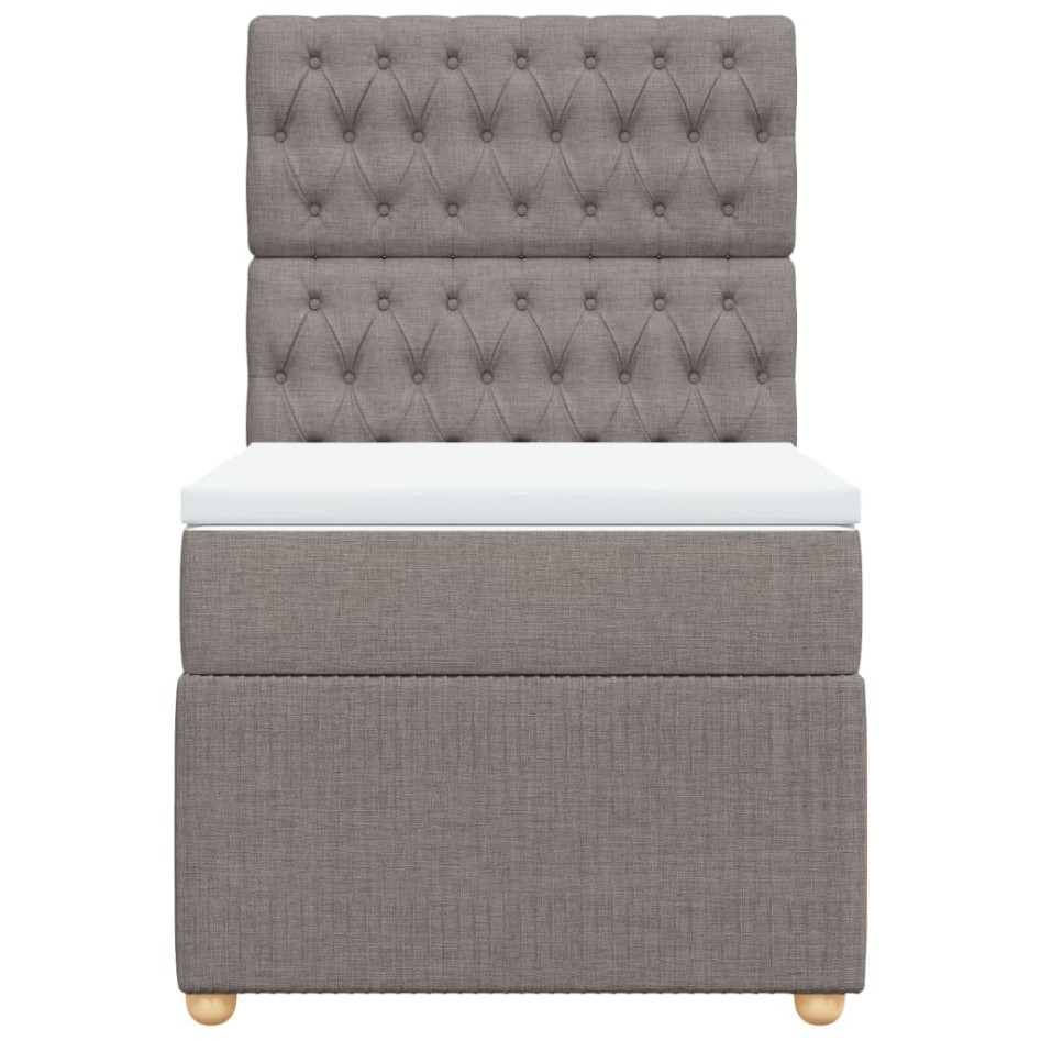 Cama box spring con colchón tela gris taupe 100x200