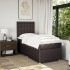 Cama box spring con colchón tela marrón oscuro 100x200